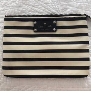 Kate Spade Black and White striped clutch